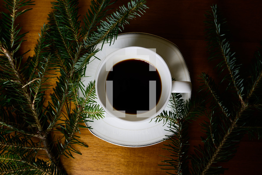 pine and coffee mug