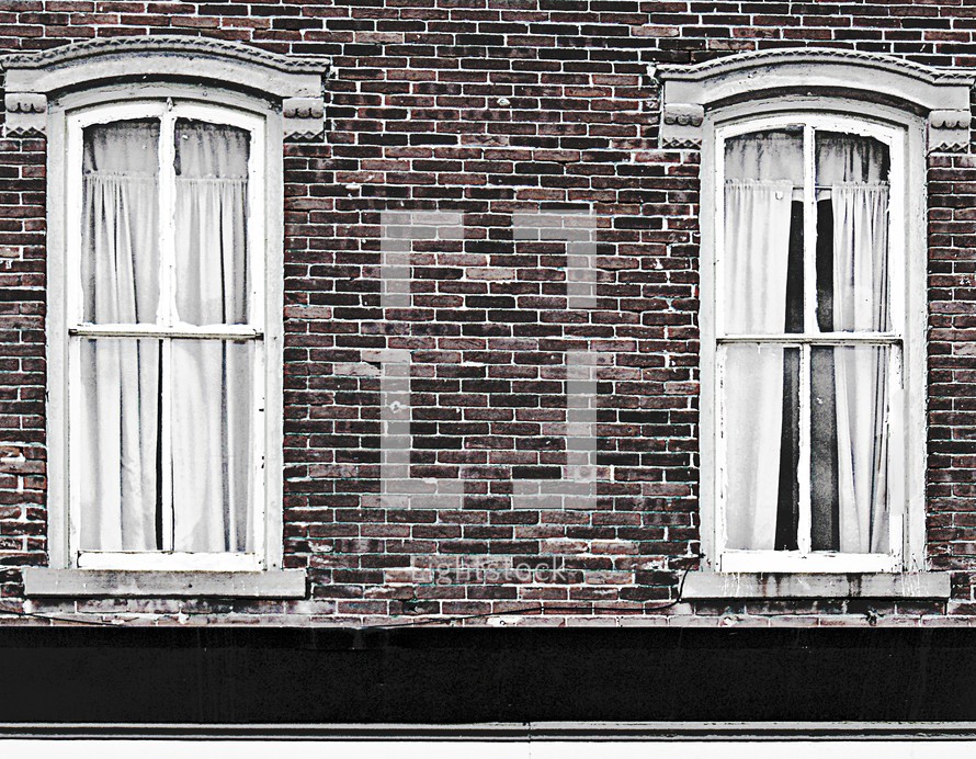 windows and brick walls 