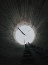looking up from the bottom of a well 