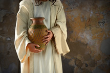 Jesus holding a Jar