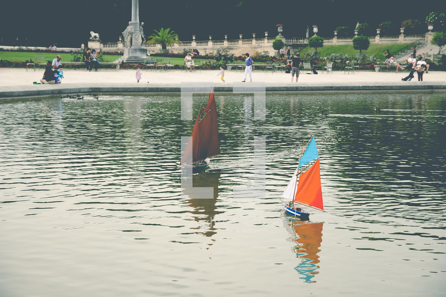 model sailboats on Paris Luxembourg Gardens Pond 