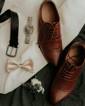 groom's clothes flat lay 