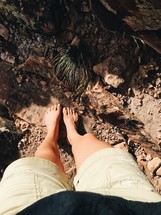 barefoot on desert rocks 