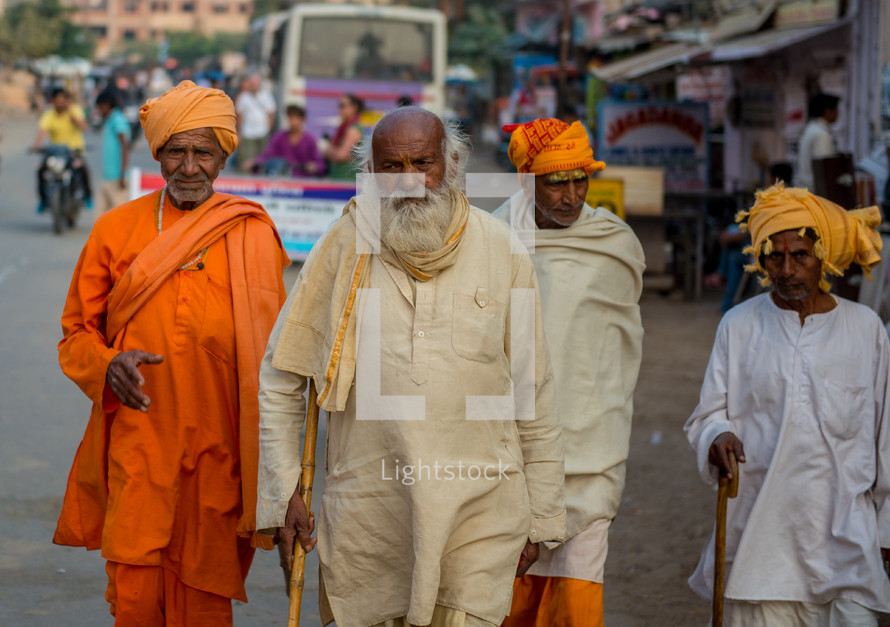 men walking on the streets of India 