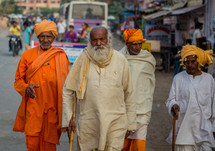 men walking on the streets of India 