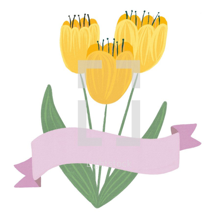 flowers with blank banner 