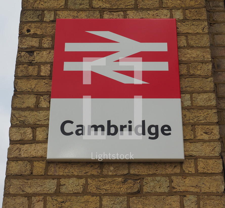 CAMBRIDGE, UK - CIRCA OCTOBER 2018: Cambridge railway station sign