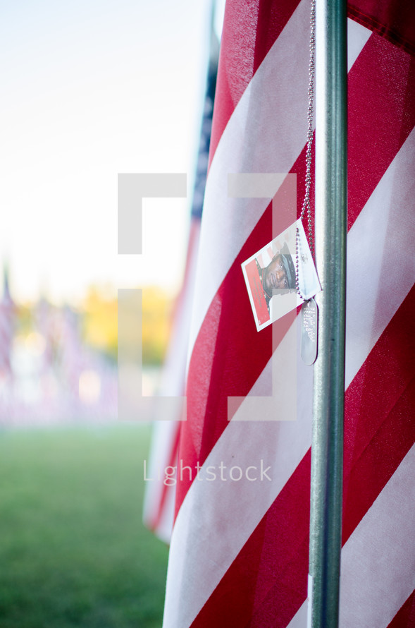 Patriotic Valor Flags and dog tags