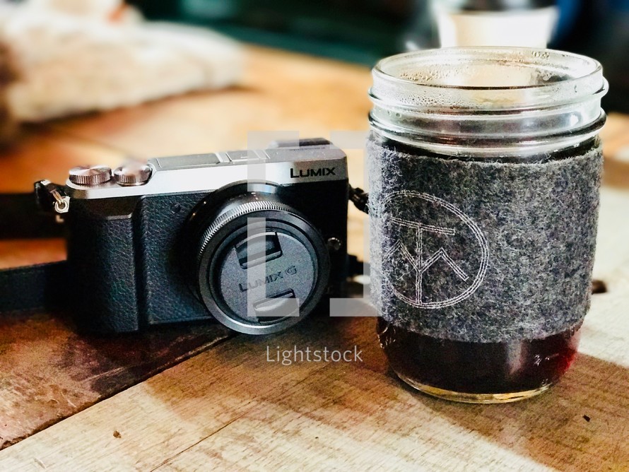 camera and coffee cup 