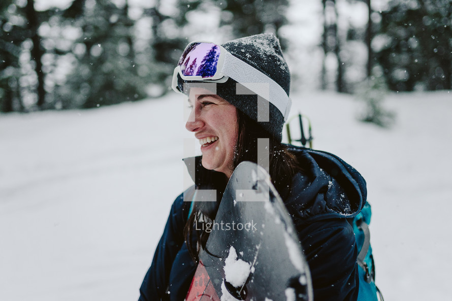 Snow boarder with goggles