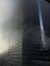 smoke and fog in a city 