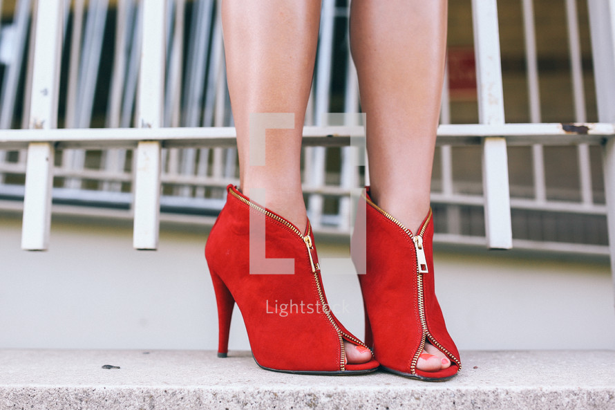 red ankle boots 