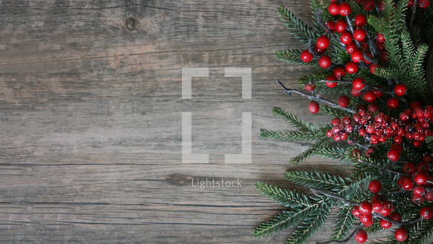 Christmas background with greenery 