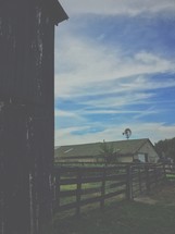 fence and barn on a farm 