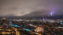 Cloudy weather in the night city time-lapse
