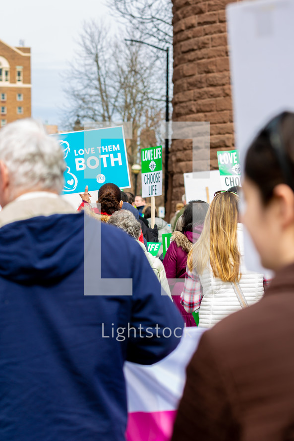 Signs at a pro-life rally