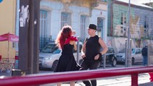 Buenos Aires, October 2023, a couple of tango dancers perform at the Caminito
