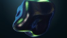 3D Textured Blob Morphing Shape, Green and Blue Reflections, Colorful, Seamless Loop