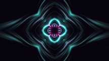 Flower Kaleidoscope Neon Pattern Seamless Loop On Dark Background