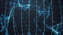 Futuristic Blue Network Animation, Seamless Dots And Lines Backdrop. 3D rendering	