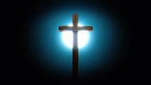 The glory and power of the cross as a light shines in the dark. 