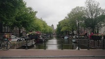 Canals of Amsterdam city center in Europe