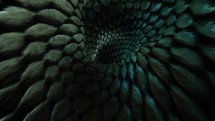 3D Tunnel, Snake Tunnel, Green Reptile skin, Seamless Looped Visuals	