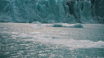 Perito Moreno Glaciers And Lago Argentino In Southern Patagonian, Argentina. Panning Up Shot	
