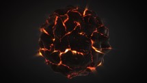 Rotating Lava Ball With Cracked Surface. 3D animation	