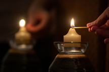 lighting candles 