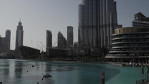 Buildings and fountain at the Dubai mall.
