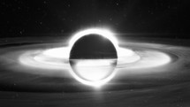 Black And White Supermassive Black Hole Animation on Outer-space.	