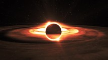 Animation of a Black hole. disk of matter on the event horizon in outer space. Wide