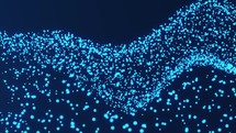 Neon Blue Particles Moving Like A Wave - Abstract Background. - animation	