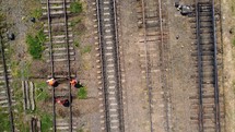 Workers are repairing a damaged railway
