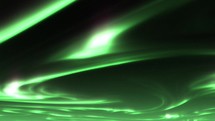 Green aurora borealis in starry night sky, seamless loop	