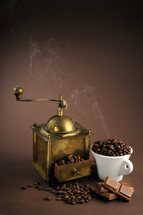 coffee beans and coffee grinder 