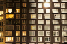 day to night transition of a apartment building 