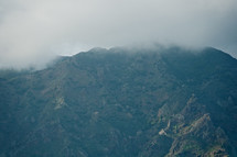 green mountains in the clouds in Tenerife, Spain