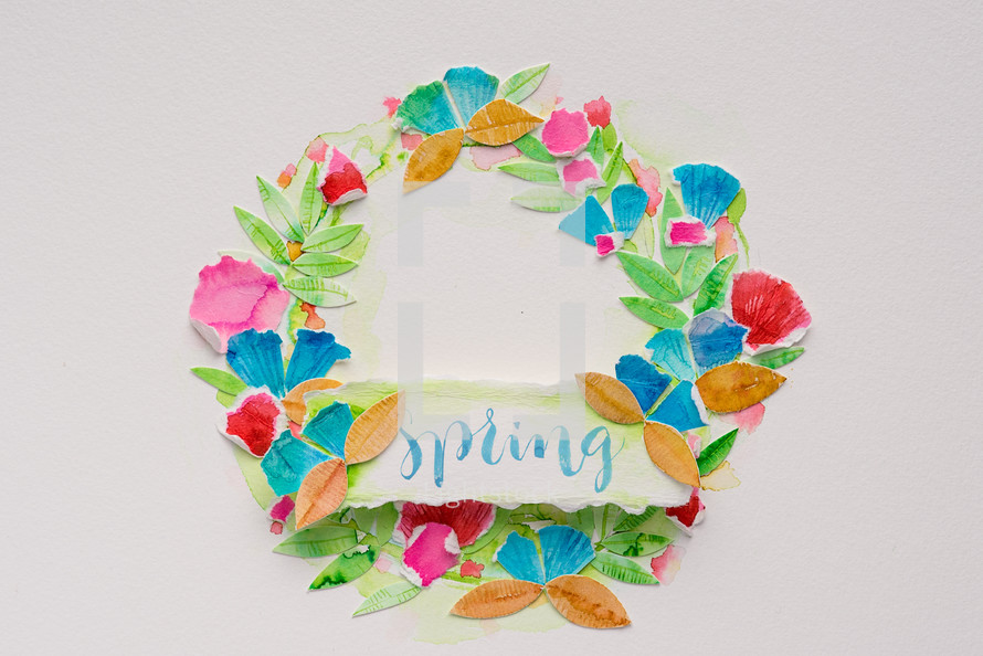 spring paper scraps wreath 