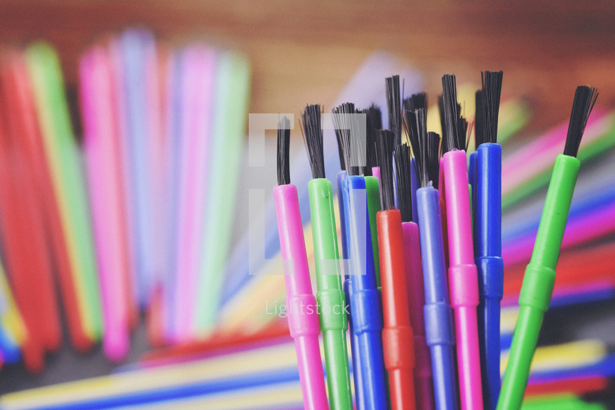 colorful paint brushes 