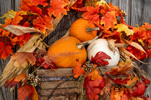 Fall Decorations Pumpkins and Leaves