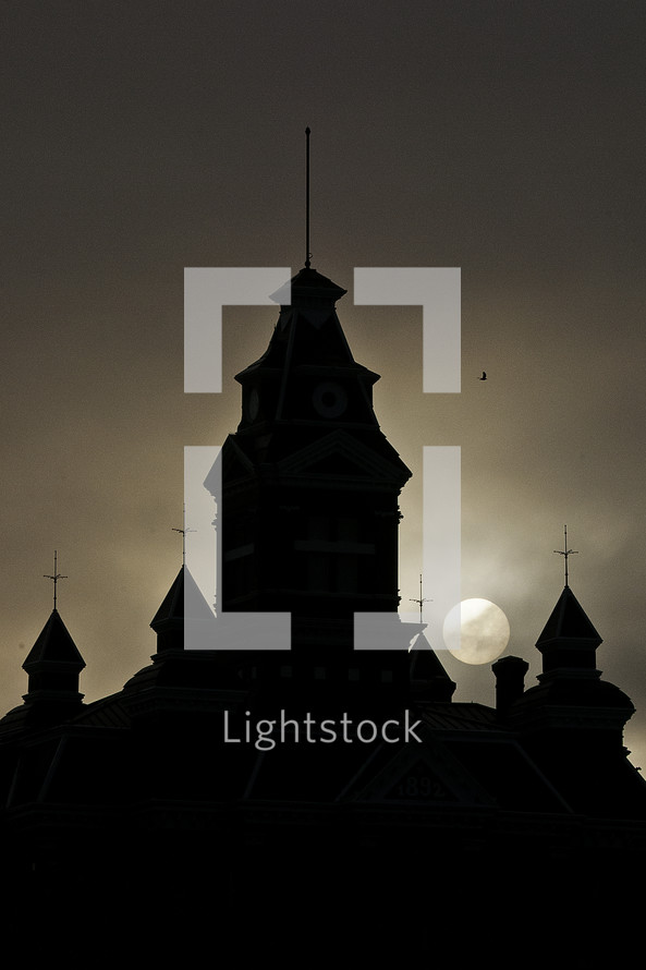 silhouette of a steeple 