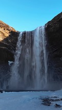 Waterfall Powerful Falling In Iceland Mountain