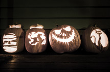 Carved jack o lantern pumpkins
