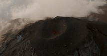 View Of Fuego Volcano Crater In Guatemala - drone shot	