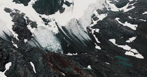 Glaciar mountain Vinciguerra In Rocky Mountain Peak, Ushuaia, Tierra del Fuego, Argentina - Aerial Drone Shot