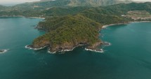 Scenic Beach And Headlands In Guanacaste, Costa Rica - aerial drone shot	