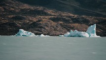 Icebergs In Argentino Lake In Argentina. Los Glaciares National Park In Santa Cruz, Patagonia. wide shot	