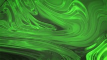 Luminous Green Abstract Liquid Swirling On Surface.